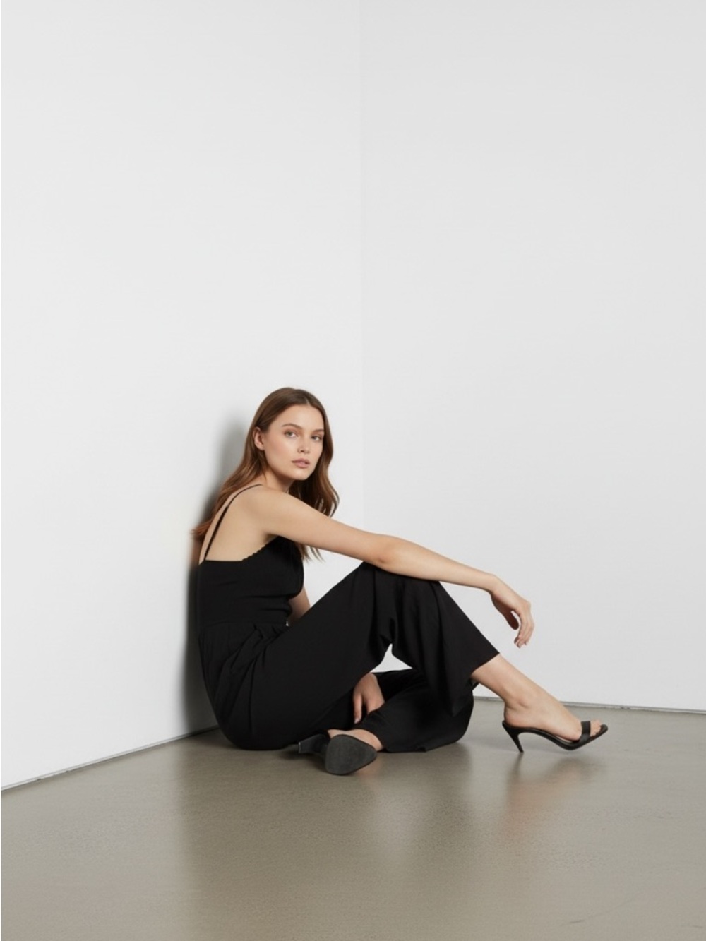 Astr Black Lace-Trim Wide-Leg Jumpsuit - Picture 2 of 4